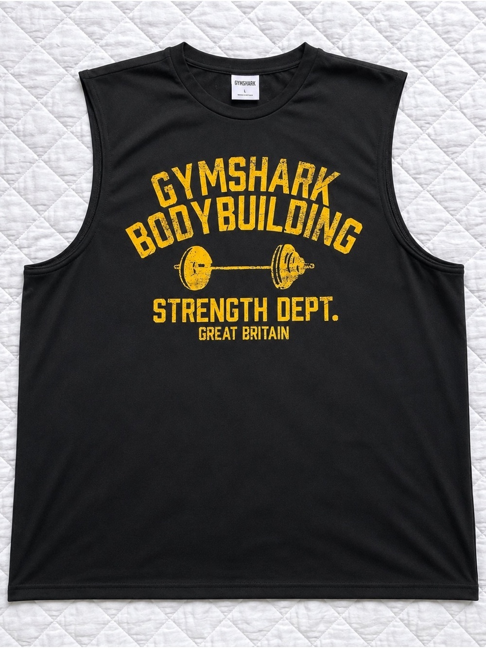 Gymshark Bodybuilding Strength Dept Sleeveless Tank Top Black Yellow Large​